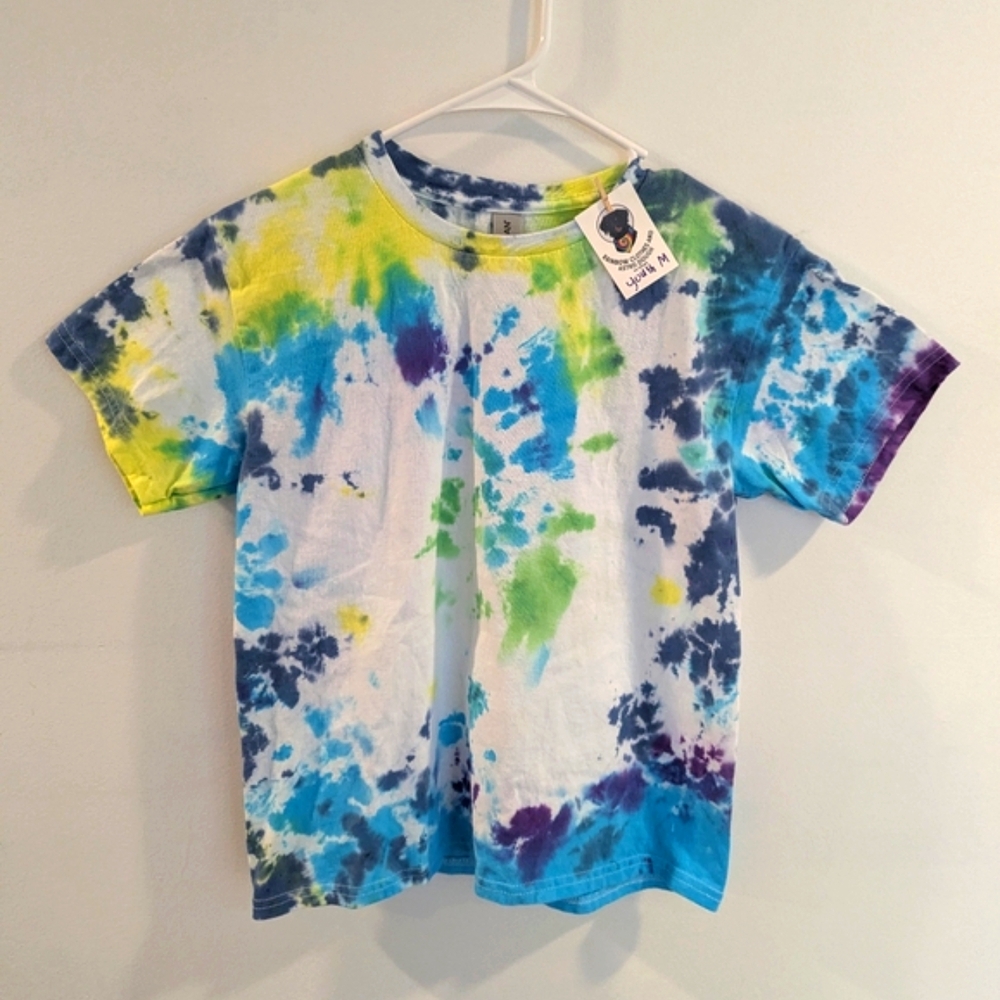 Kid-dyed Vibrant Blue and Green Short Sleeve Tees